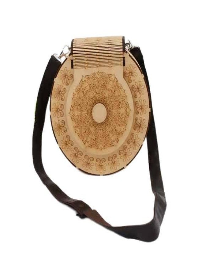 MeeCraft Stylish Wooden Clutch with Detachable Shoulder Strap and Magnetic Closure - Women's Hand Purse (24x9x24cm, Brown) - Image 1